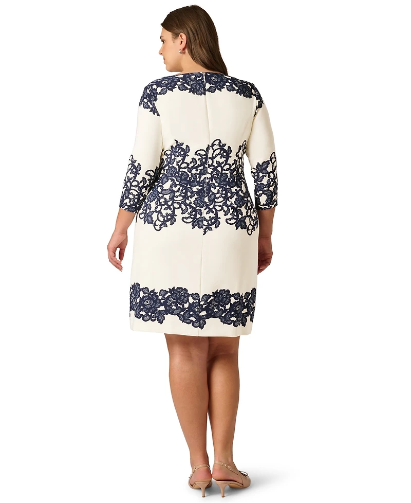 Adrianna Papell Plus Lace-Print Sheath Dress