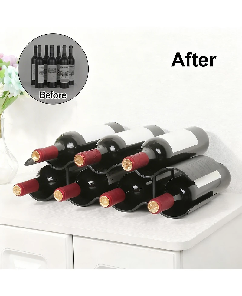 Yigii Countertop Wine shelf Wooden Storage Wavy Organizer Kitchen Cabinet Pantry Bar