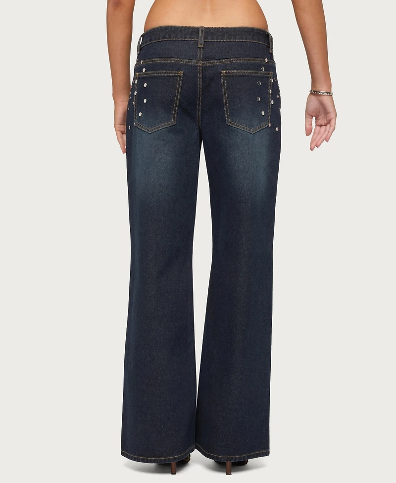 Edikted Women's Spiral Studded Low Rise Baggy Jeans
