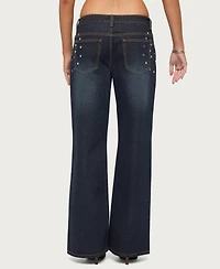 Edikted Women's Spiral Studded Low Rise Baggy Jeans