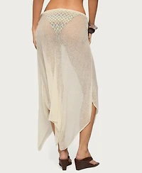 Edikted Women's Isla Handkerchief Sheer Knit Midi Skirt