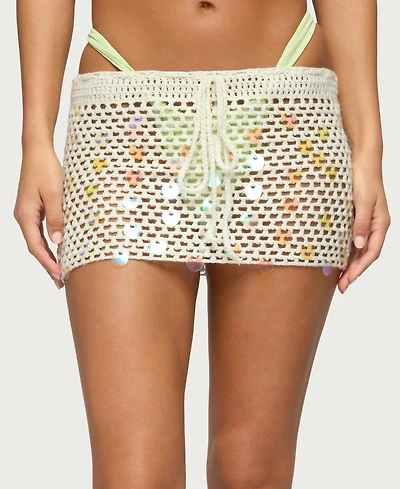 Edikted Women's Kirah Sequin Crochet Mini Skirt