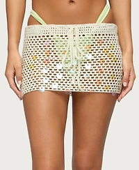 Edikted Women's Kirah Sequin Crochet Mini Skirt