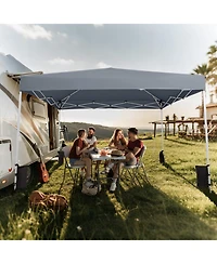 Gymax 10 x Ft Pop up Canopy Tent w/Carrying Bag 4 Sandbags 8 Stakes Wind Ropes