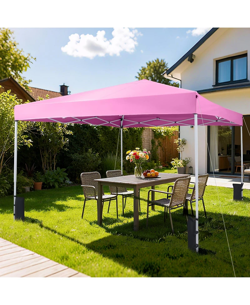 Gymax 10 x Ft Pop up Canopy Tent w/Carrying Bag 4 Sandbags 8 Stakes Wind Ropes