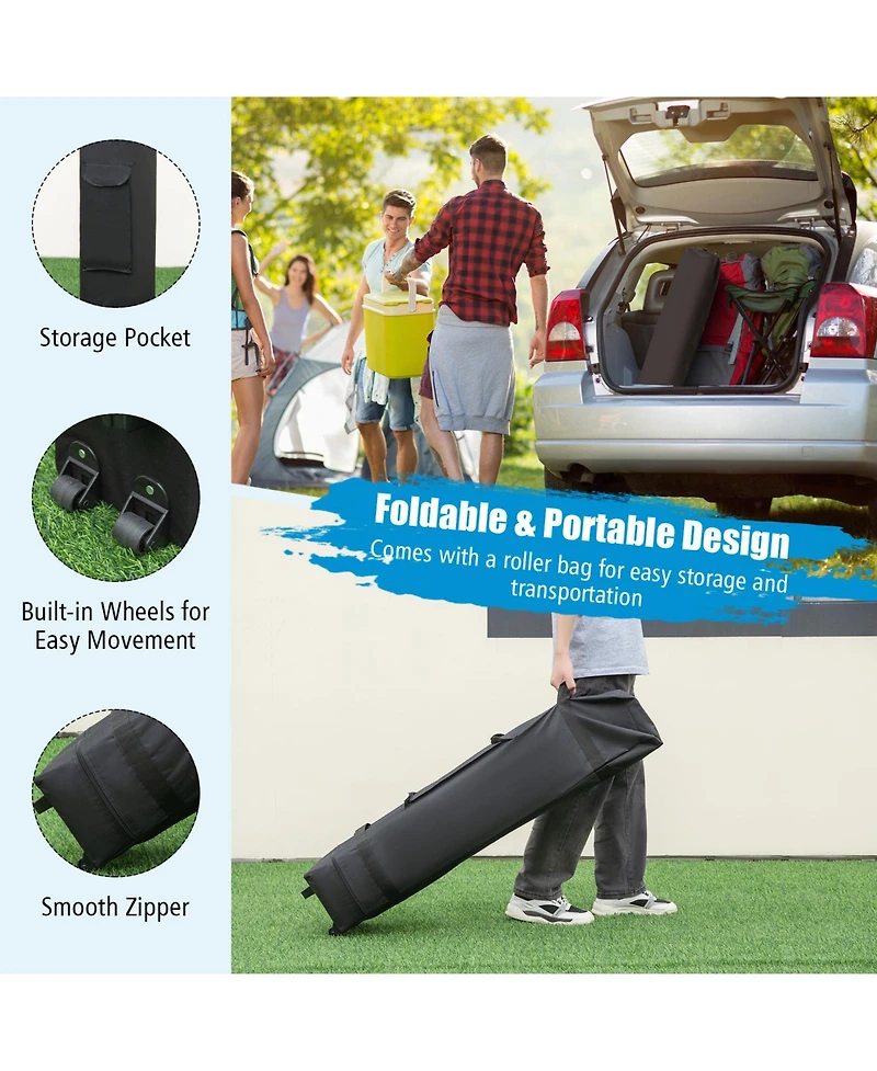 Gymax Patio 10 x 10FT Instant Pop-up Canopy Folding Tent w/ Sidewalls and Awnings Outdoor