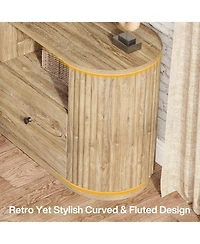 Tribesigns 70.87" Tv Stand for TVs up to 80", Modern Curved Media Console with 3 Drawers and Open Storage,