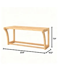 Yigii Bamboo Wall Shelf With Towel Bar Ventilated Storage Rack