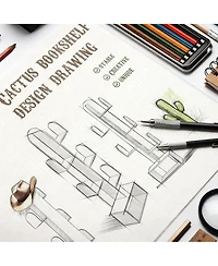 Yigii Cactus Tree Bookshelf Wood Corner Storage Rack