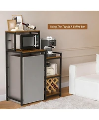 Yigii Mini Fridge Stand Microwave Cabinet 3-Tier Wood Storage Rack Dorm Kitchen