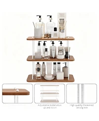 Yigii 3-Tier Adjustable Wood Iron Vanity Storage Shelf Kitchen