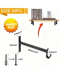 Yigii Closet Rod Bracket Shelf With Hook Wall Mounted 6 Pack