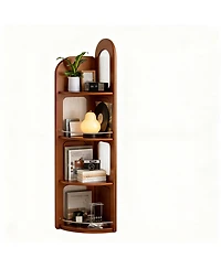 Yigii Poplar Wood Corner Bookshelf 4-Tier 64" Tall Mid Century Modern