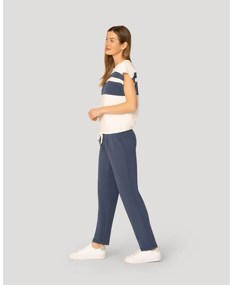 Cable & Gauge Women's Stripe Drawstring Top and Jogger Set