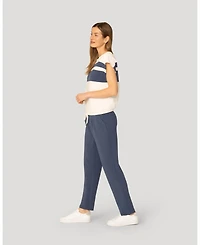 Cable & Gauge Women's Stripe Drawstring Top and Jogger Set