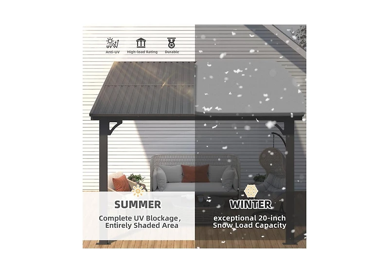 Aecojoy 10x10 Outdoor Hardtop Gazebo Adjustable Height (6.5-9.8Ft) Pergola for Patio