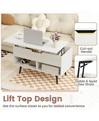 Sugift 31.5 Inch Lift-Top Coffee Table with Hidden Storage and 2 Open Shelves
