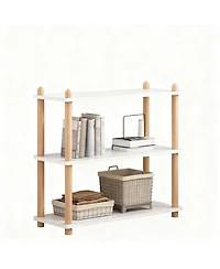 Yigii Wooden Shelf Bookcase Modern Open Storage Rack Free Standing Display Stand