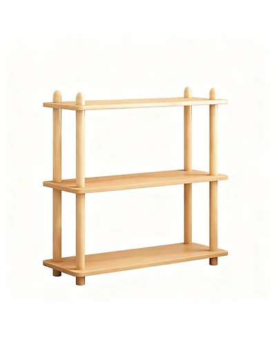 Yigii Wooden Shelf Bookcase Modern Open Storage Rack Free Standing Display Stand