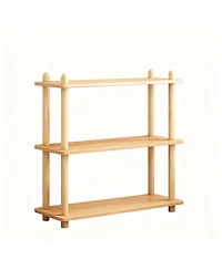 Yigii Wooden Shelf Bookcase Modern Open Storage Rack Free Standing Display Stand