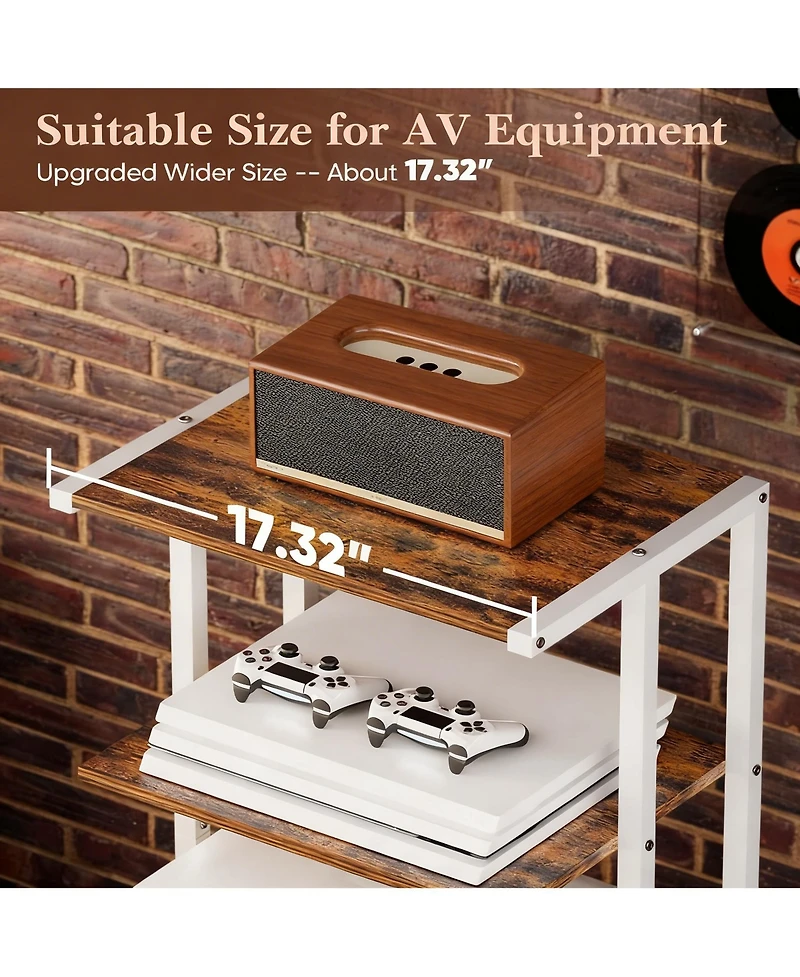 Yigii Media Stand Audio Rack Gaming Console Shelf Tv Equipment Storage