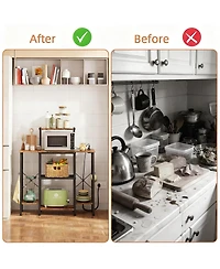 Yigii Bakers Rack with Power Outlet Coffee Bar 6 Tiers Microwave Shelve