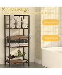 Yigii Freestanding Towel Rack 3-Tier Metal Shelf U-Shaped Dividers Hooks Bathroom