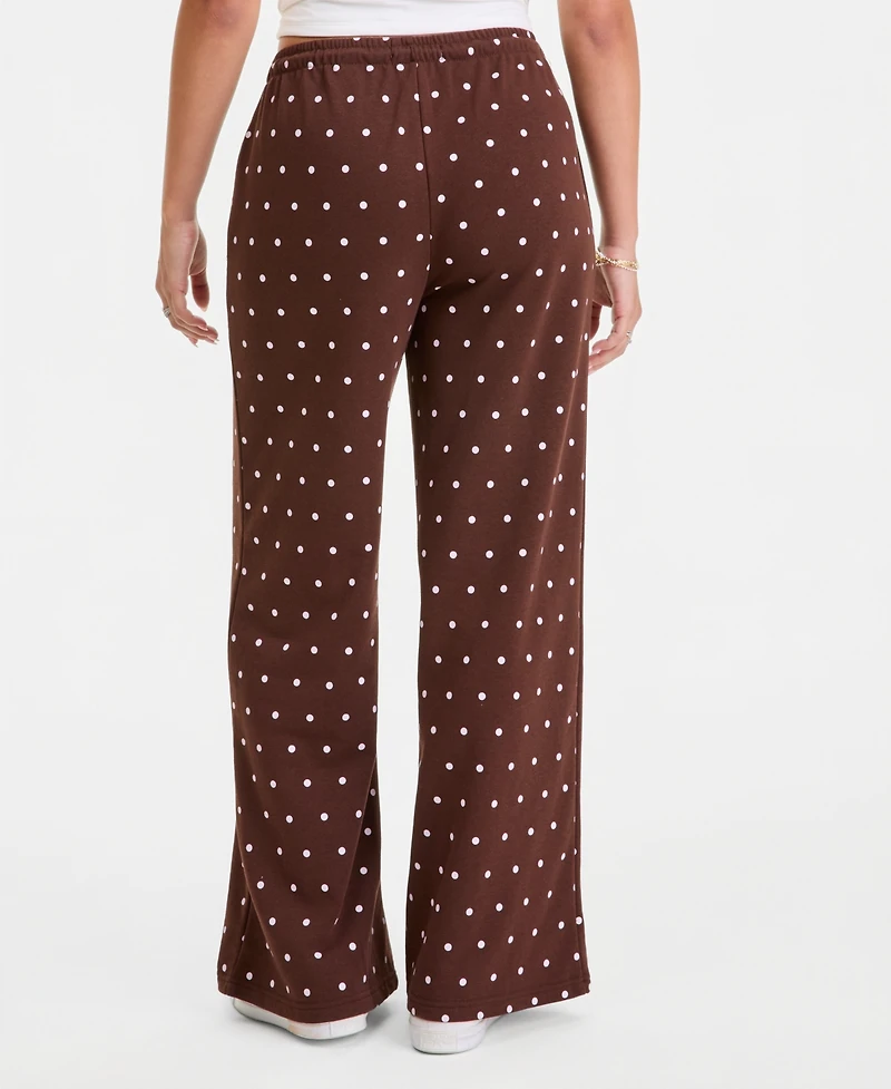 Rebel Veil Juniors' Printed Wide-Leg Drawstring Sweatpants