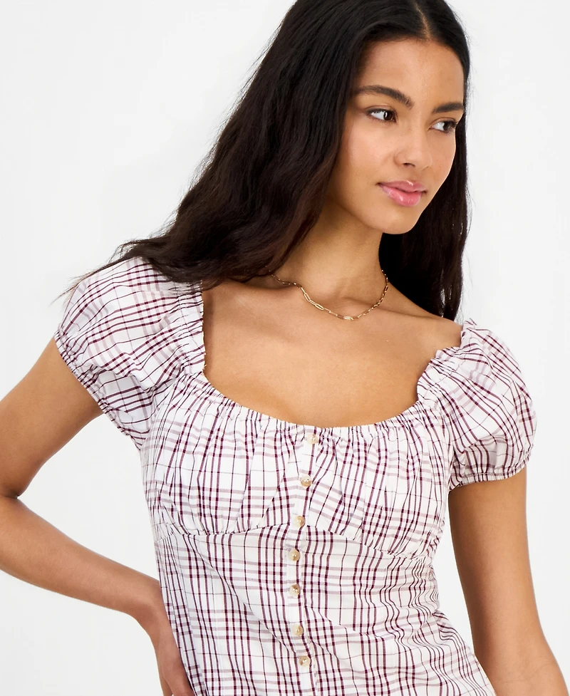 Just Polly Juniors' Cotton Cap-Sleeve Top