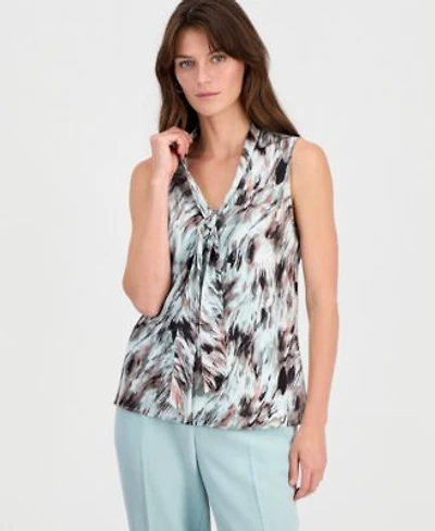Kasper Womens Sleeveless Tie Front Top