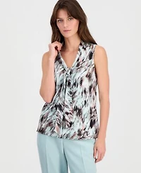 Kasper Womens Sleeveless Tie Front Top