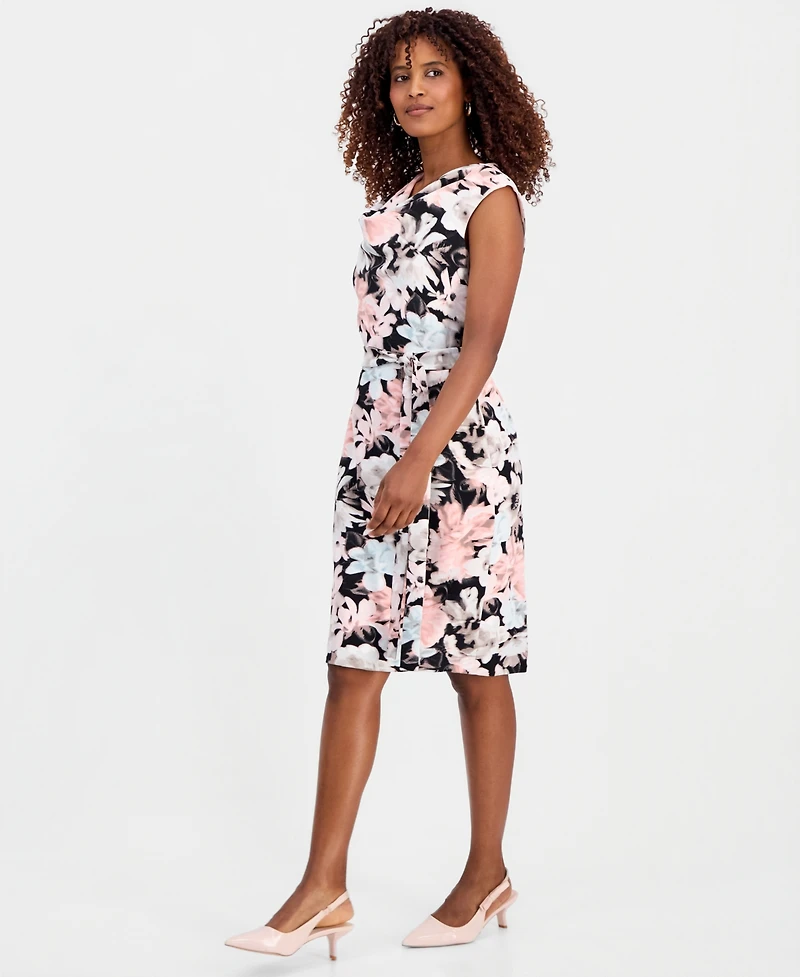 Kasper Petite Sleeveless Cowl Neck Sheath Dress