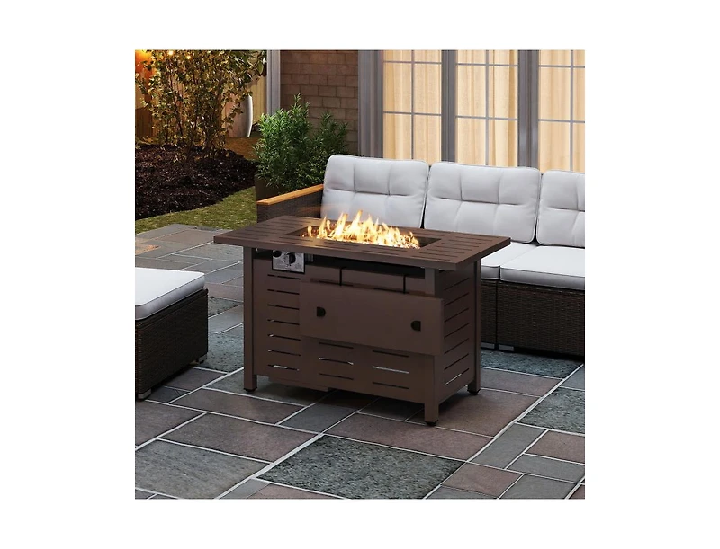 Slickblue 40 Inch Outdoor Propane Fire Pit Table with Lava Rocks