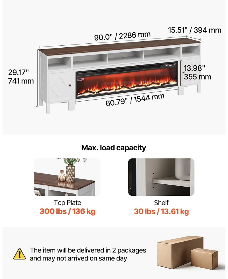 Gouun Fireplace Tv Stand for TVs