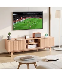 Gouun Boho Tv Stand with Sliding Door for TVs