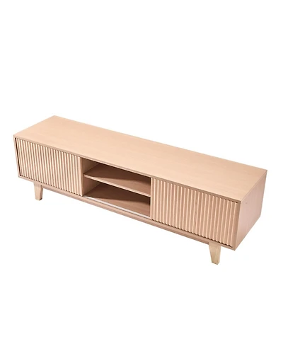 Gouun Boho Tv Stand with Sliding Door for TVs
