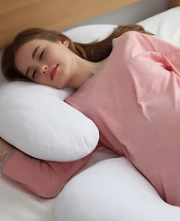 Cheer Collection Hypoallergenic Down Alternative Total Body J Shaped Pregnancy Pillow