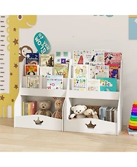 Slickblue 4 Tier Kids Book Organizer with Shelves and Compartment
