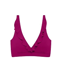 Lauren Ralph Women's Plumeria Ruffle Underwire Bralette Swimsuit Top