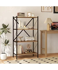 Slickblue Heavy Duty 4 Tier Bookshelf with Metal Frame Storage Unit