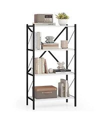 Slickblue Heavy Duty 4 Tier Bookshelf with Metal Frame Storage Unit