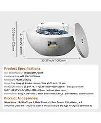 Gouun 39 inch Propane Fire Pit Table 50000 Btu with Lid and Rain Cover