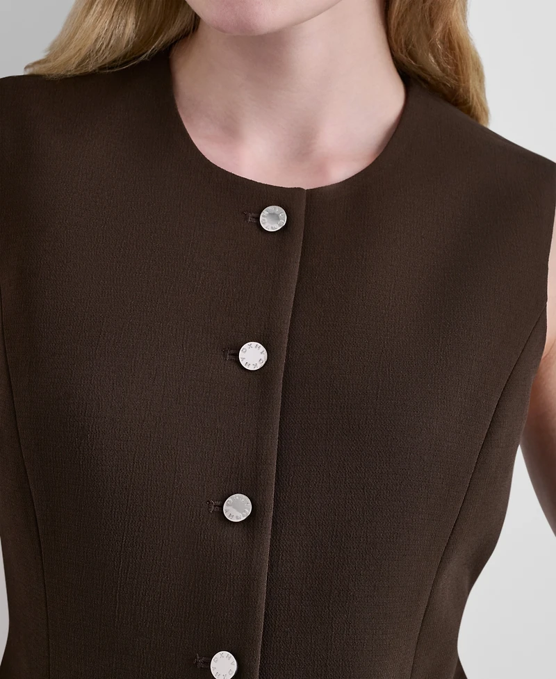 Dkny Petite Longline Crewneck Vest