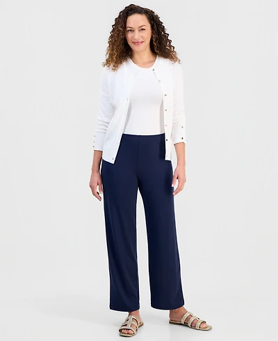 Jm Collection Petites Knit Wide-Leg Pull-On Pants, Petite & Short, Created for Macy's