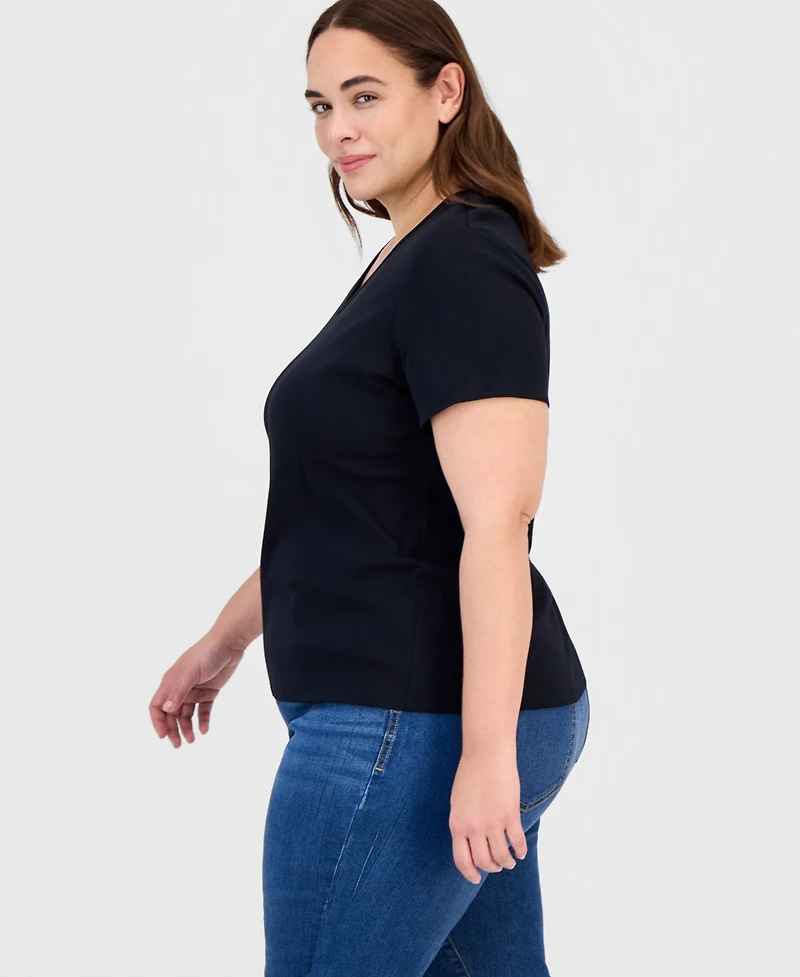 Style & Co Plus Short-Sleeve V-Neck Top, Exclusively at Macy's