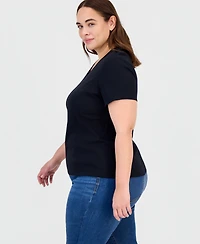 Style & Co Plus Short-Sleeve V-Neck Top, Exclusively at Macy's