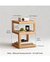 Yigii Solid Wood Side Table Nightstand Open Shelf End Table