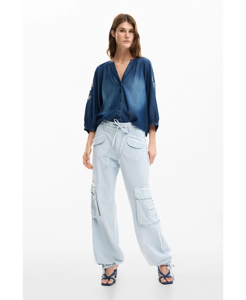 Desigual Women's Embroidered balloon blouse