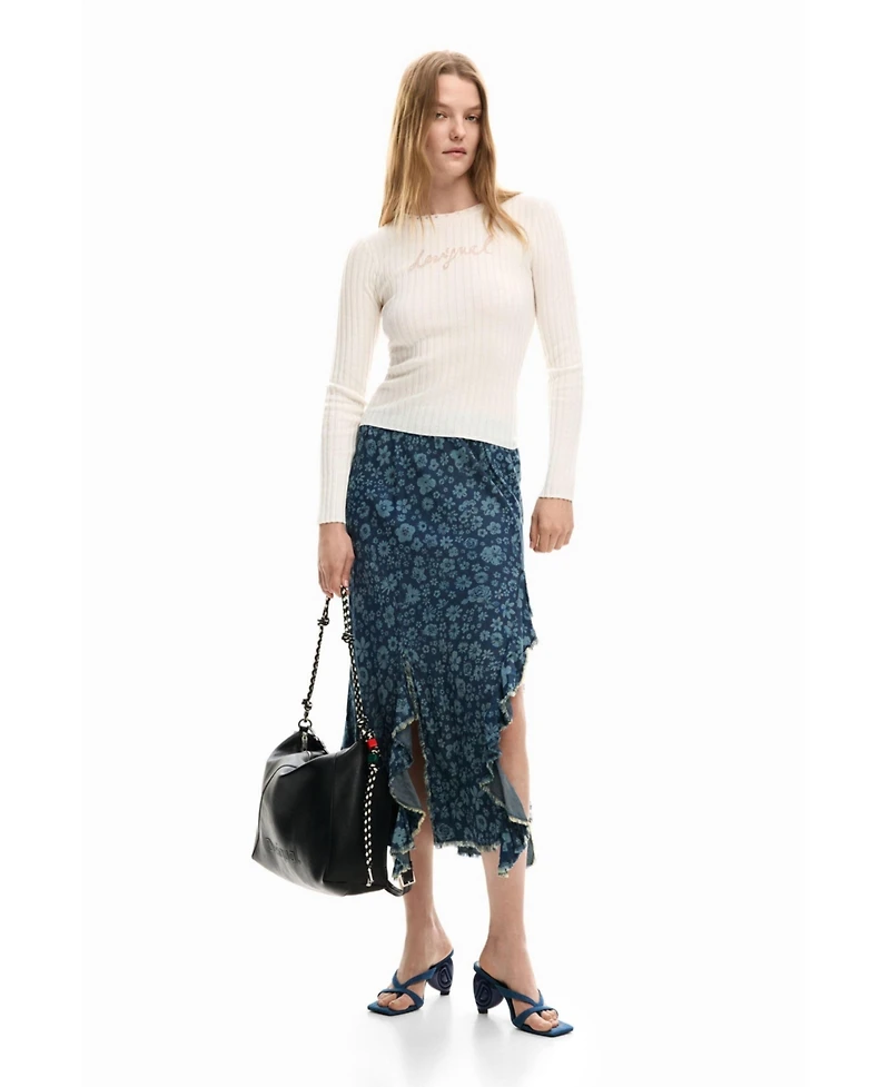 Desigual Women's Ribbed T-shirt logo