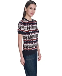 Tommy Hilfiger Women's Crewneck Scallop Stripe Sweater